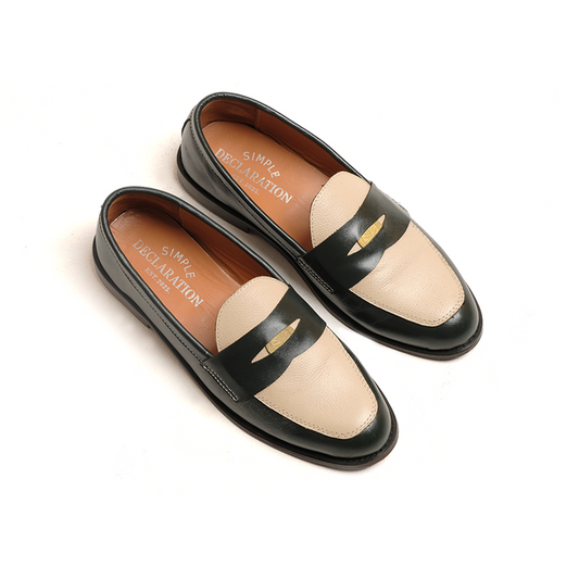 Simple Loafers: Green and Cream